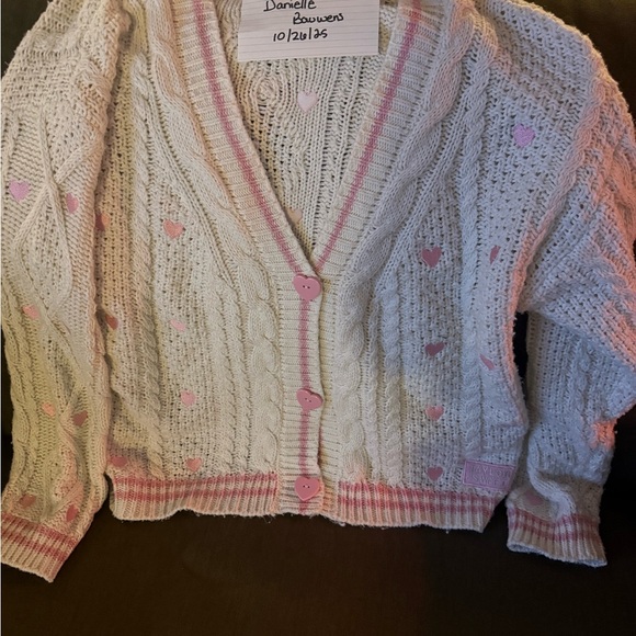 Taylor Swift Sweaters - Taylor Swift Pink and White Heart Cardigan